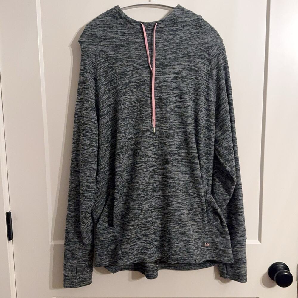lukka Hoodie Sz M Gray Hooded Raglan Knit Pullover Pockets Soft Cozy Athleisure